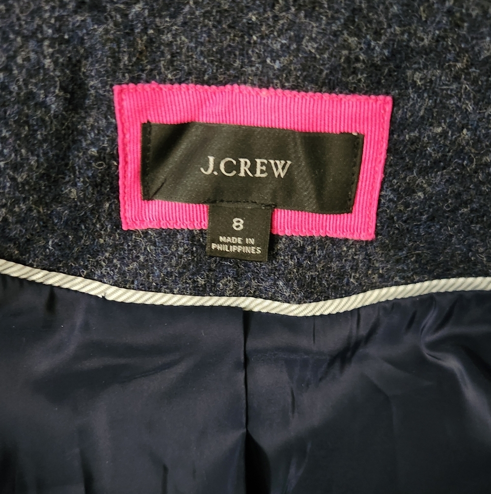 J. Crew‎ Long Parke Blazer In Navy Herringbone English Wool - Picture 13 of 16